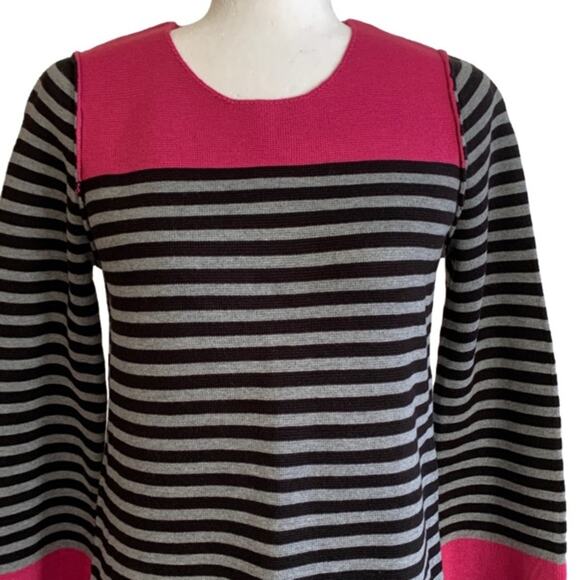 Eliza J Dress Black Gray Pink Striped Pockets Knit Sweater Shift Dress Small - Picture 4 of 10